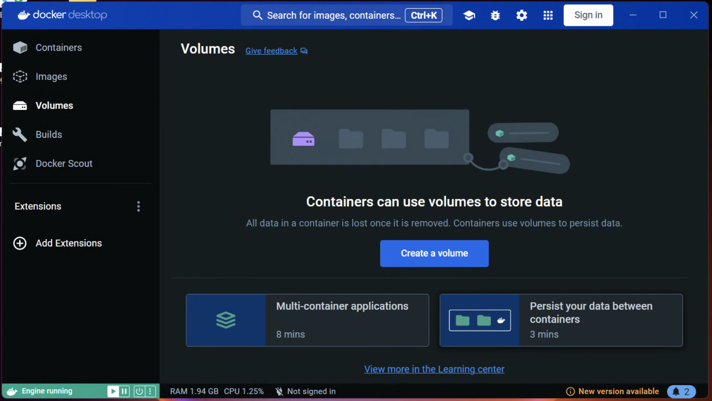 Docker Engine: 起動完了